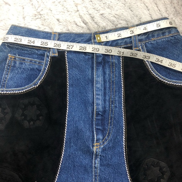 Patchwork Native American High Rise Denim Skirt - Picture 4 of 8
